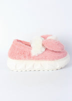 Plush Bow Platform Slippers 