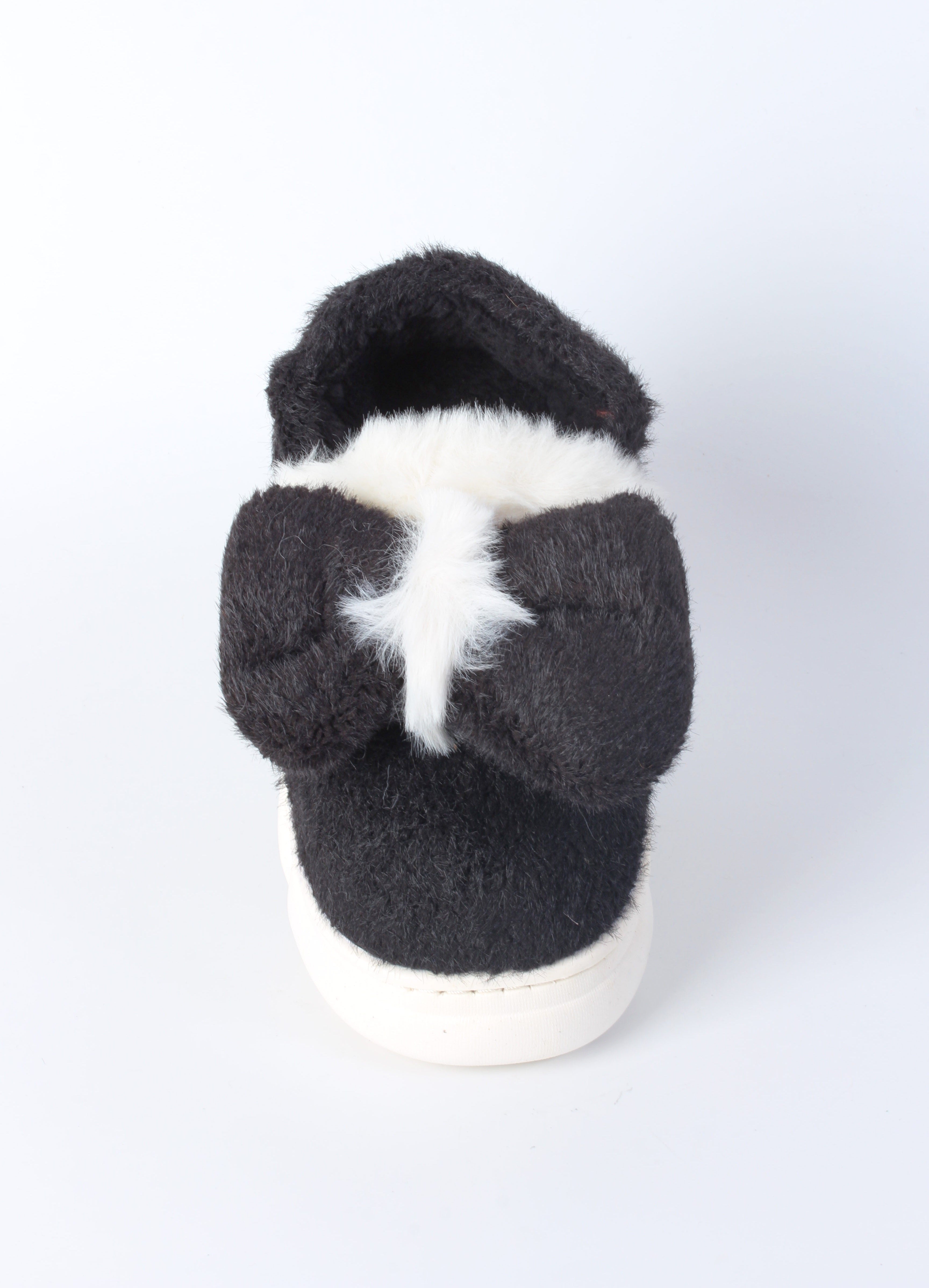 Plush Bow Platform Slippers 