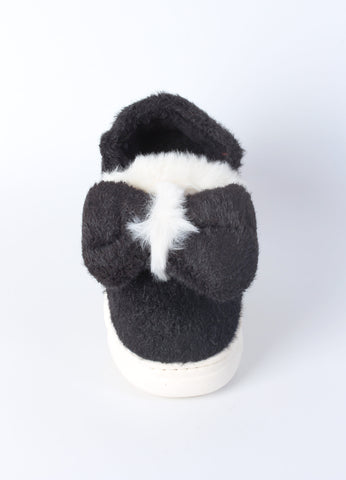Plush Bow Platform Slippers 