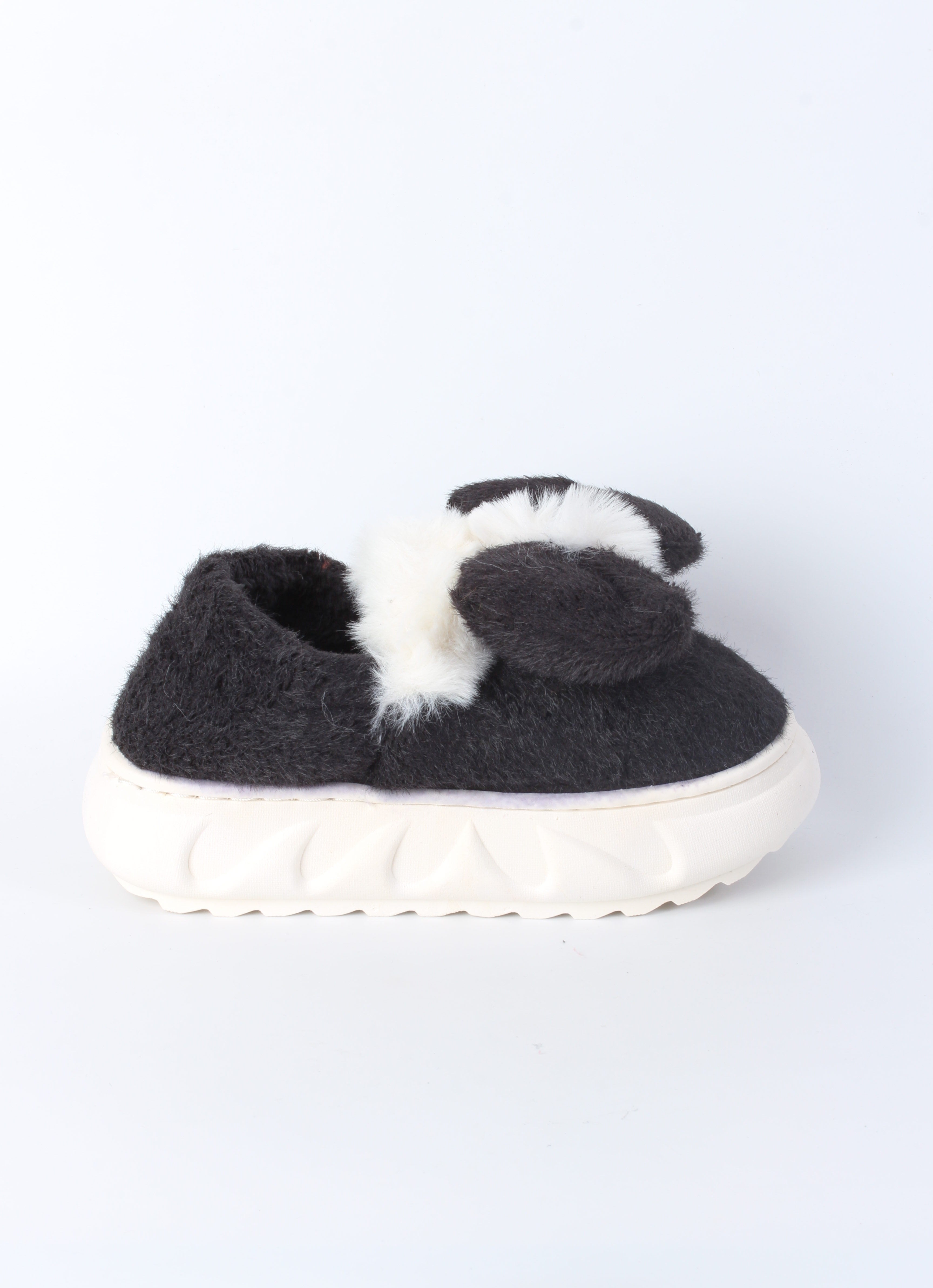 Plush Bow Platform Slippers 