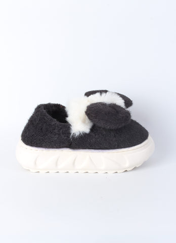 Plush Bow Platform Slippers 