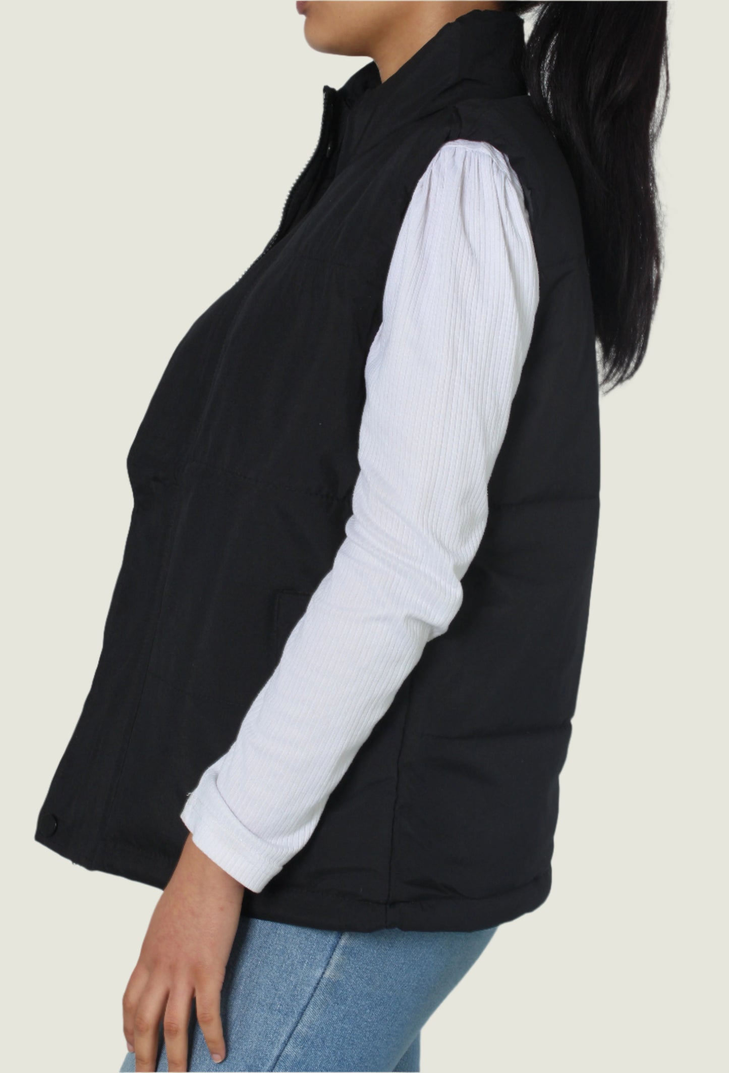 Chic Sleeveless Black Quilted Winter Puffer Vest