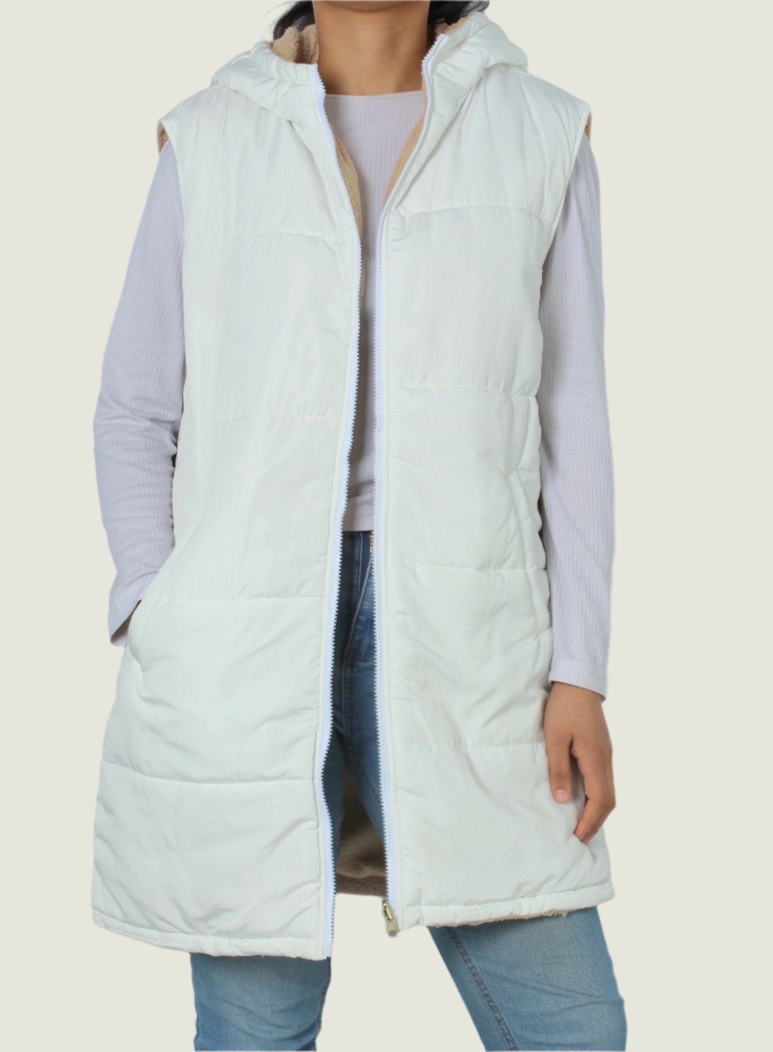 Women’s Sleeveless Fleece-Lined Puffer Vest