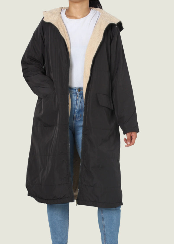 Women's Reversable Fleece-Lined Long Jacket
