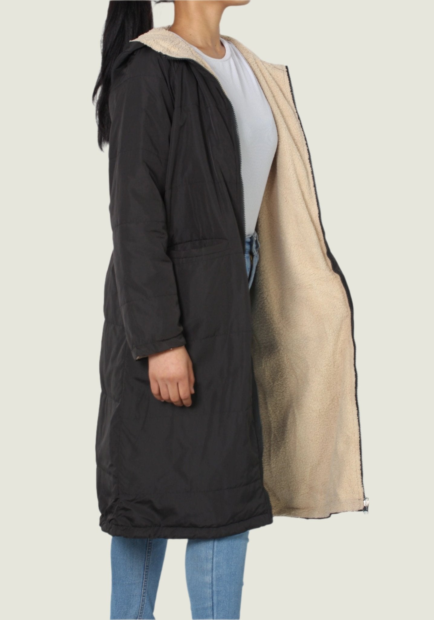 Women's Reversable Fleece-Lined Long Jacket