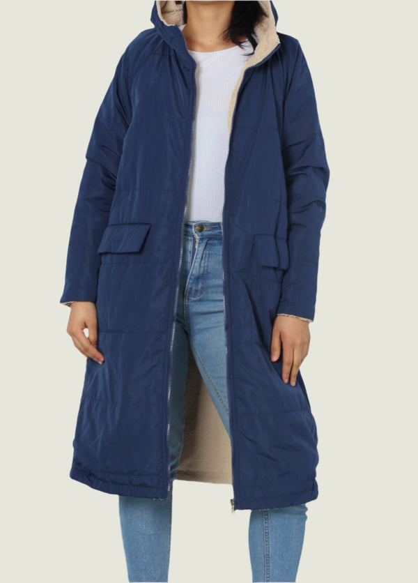 Women's Reversable Fleece-Lined Long Jacket