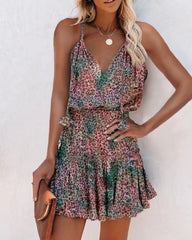 Leopard colourful summer mini dress
