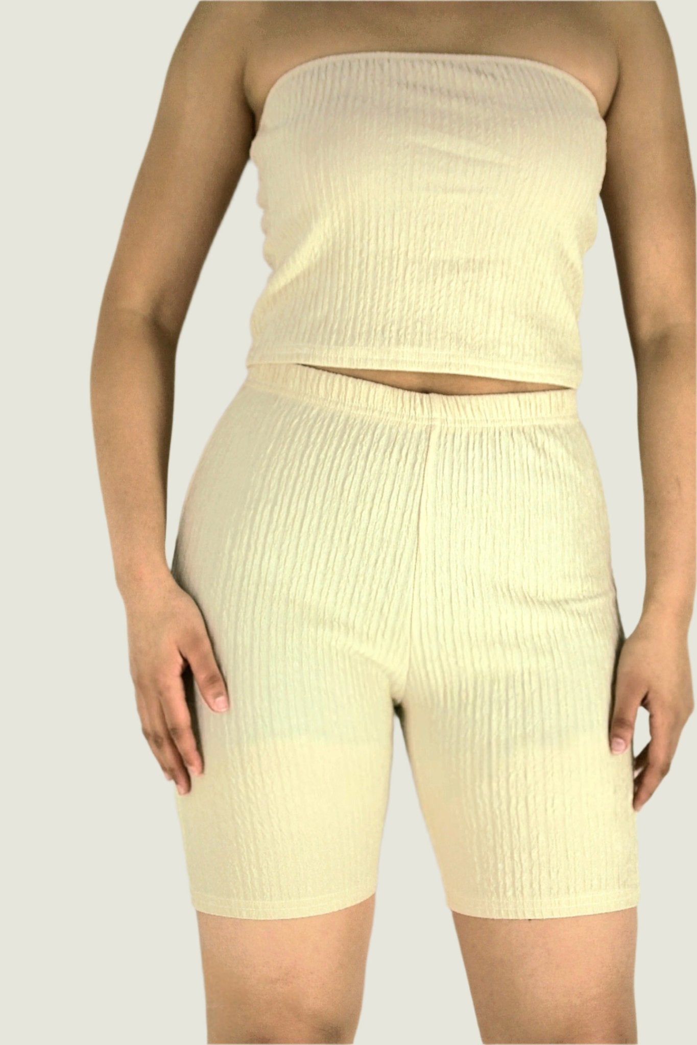 Tube Top and Short Leggings 2PC Set - Perfect for Casual & Active Wear