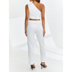 Womens Two Piece Knot Top And Pants Set
