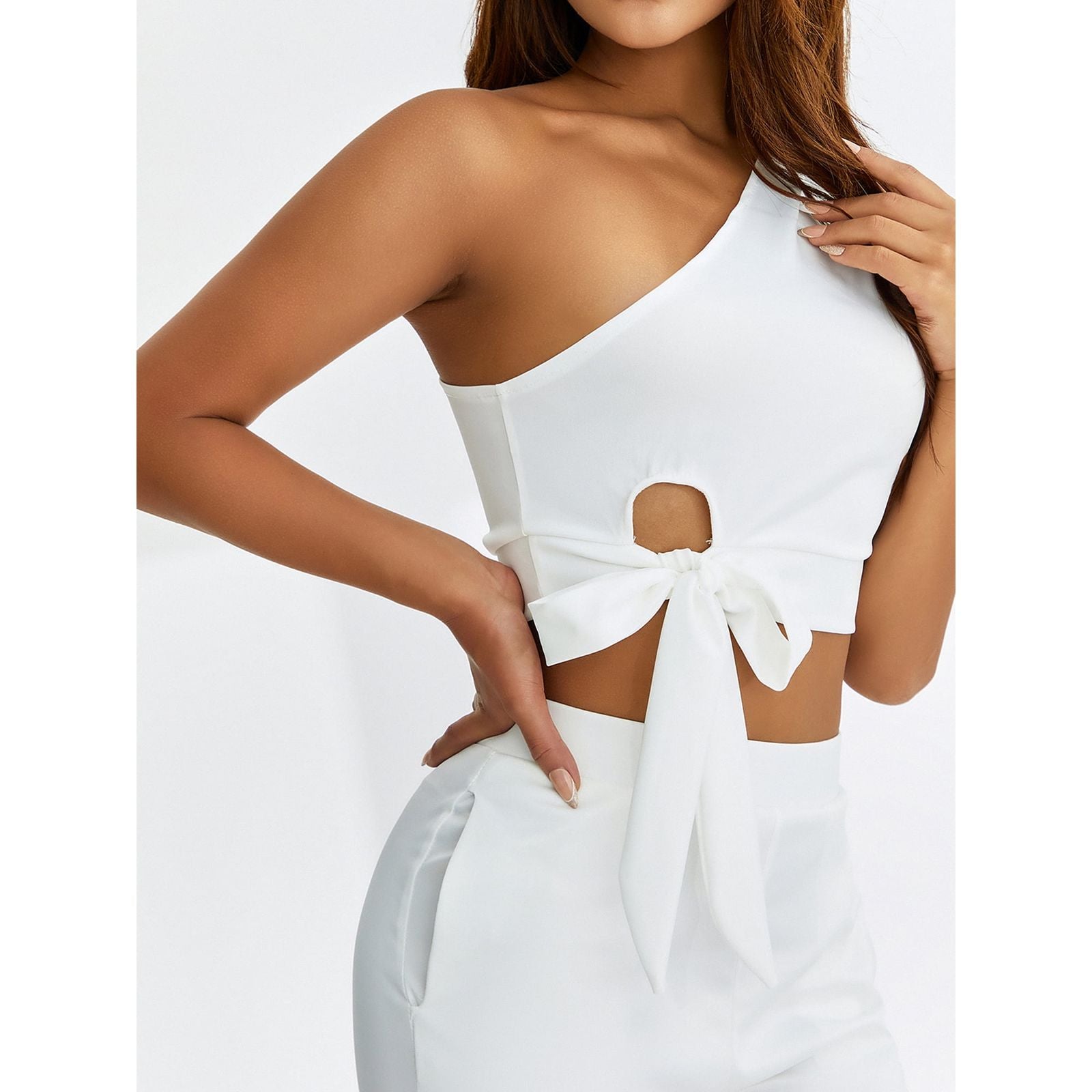 Womens Two Piece Knot Top And Pants Set