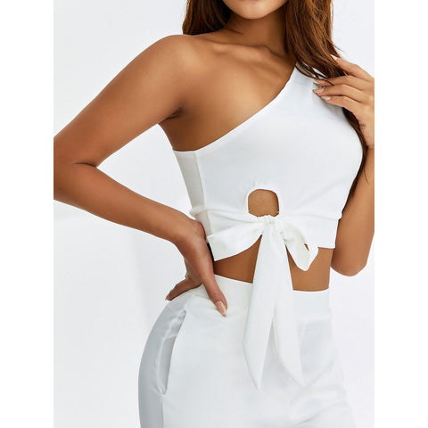 Womens Two Piece Knot Top And Pants Set