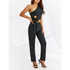 Womens Two Piece Knot Top And Pants Set