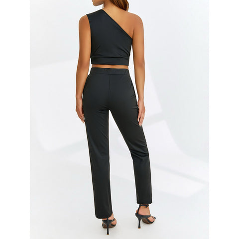 Womens Two Piece Knot Top And Pants Set