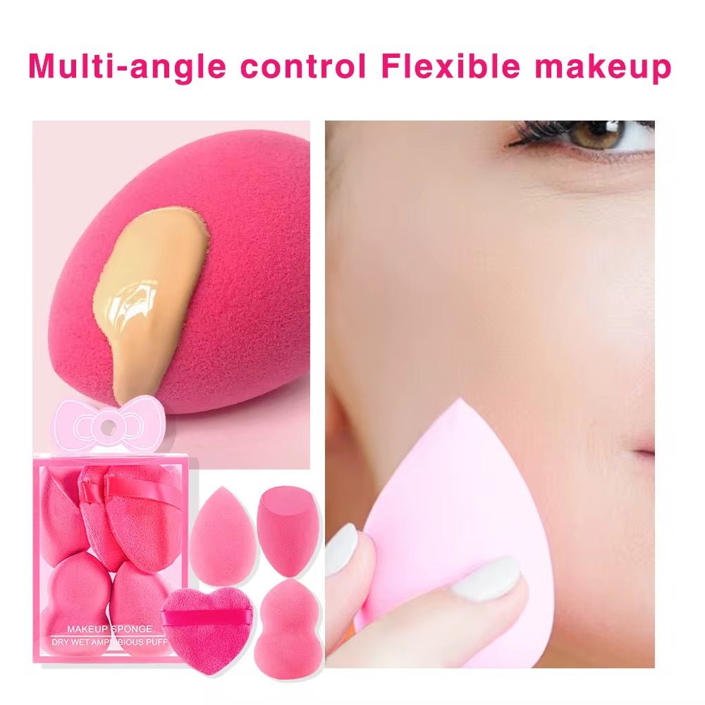 Makeup Sponge & Heart Puff Set 5pc Blenders for Foundation & Powder - Random