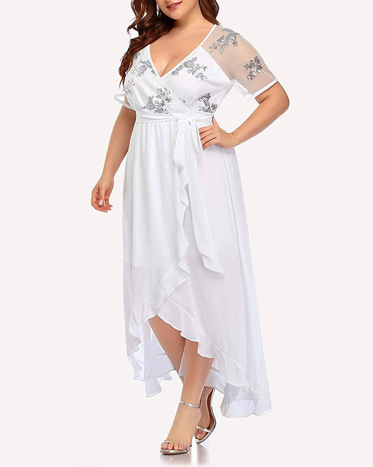 Sequence lace midi wrap dress
