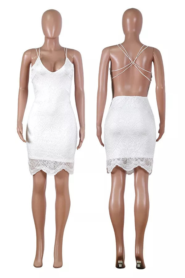 Backless Lace Patchwork Bodycon Club Dress