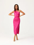 One Shoulder Sleeveless A-Line Evening Dress With Side Slit