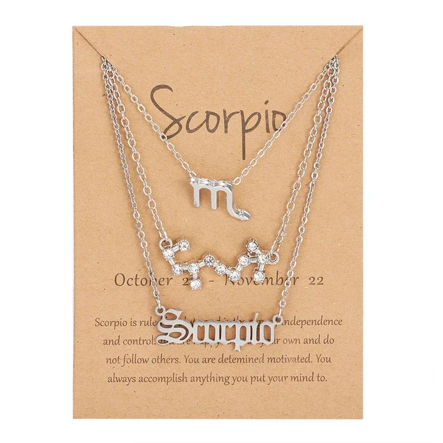 Star Sign Zodiac 3pc Necklace Set