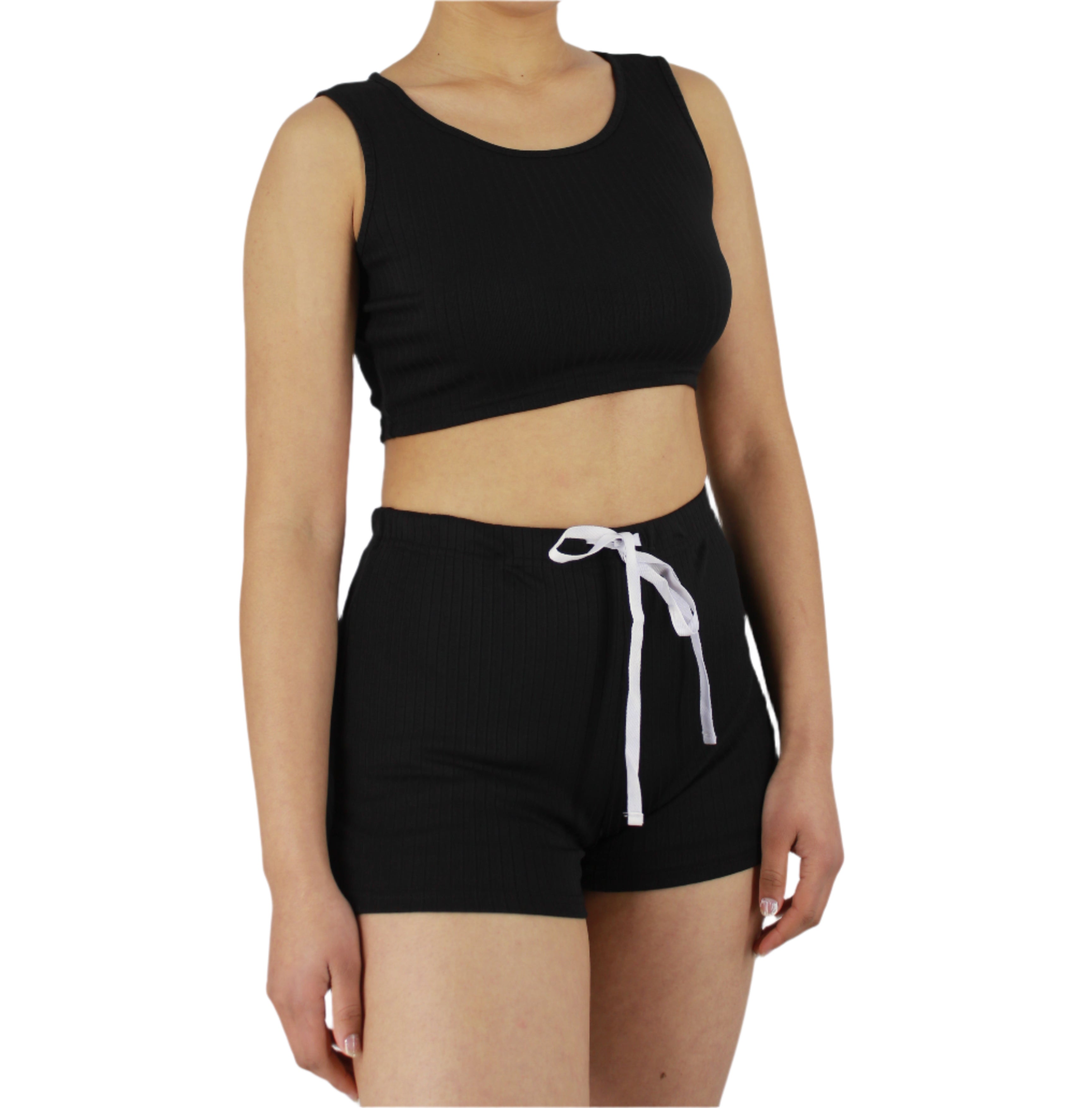 Sleeveless Crop Top and Shorts Loungewear Set