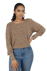 Square Neck Bishop Sleeve  Sweater Top