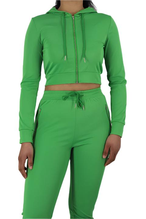 Bright Colour Two Piece Hoodie Zipper Set