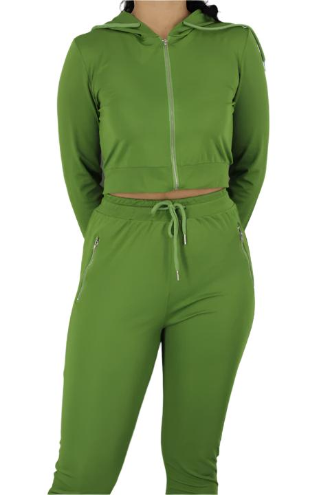 Bright Colour Two Piece Hoodie Zipper Set