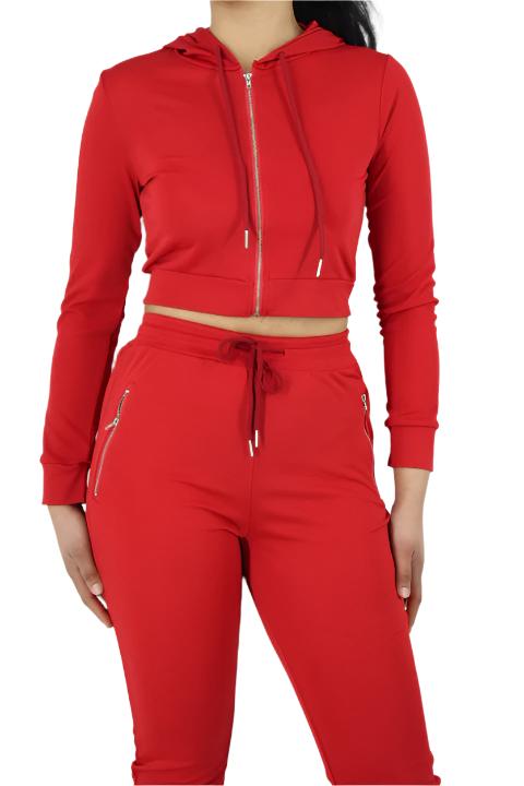 Bright Colour Two Piece Hoodie Zipper Set