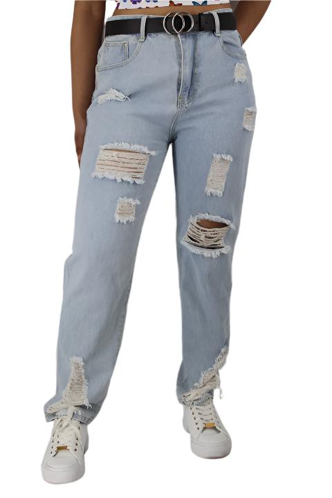 Straight Leg Ripped Boyfriend Jeans ST19