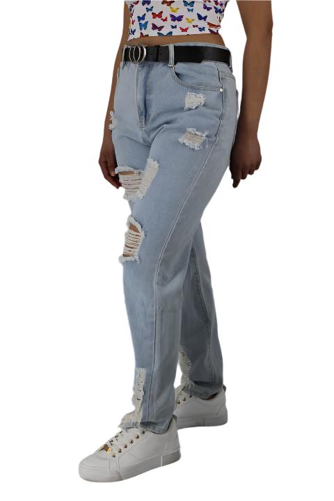 Straight Leg Ripped Boyfriend Jeans ST19