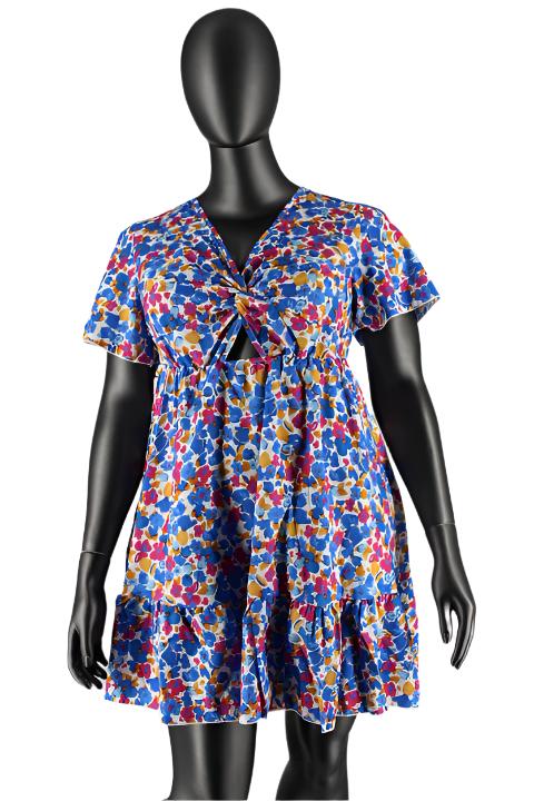 All Over Floral Print Twist Cut Out Front Mini Dress