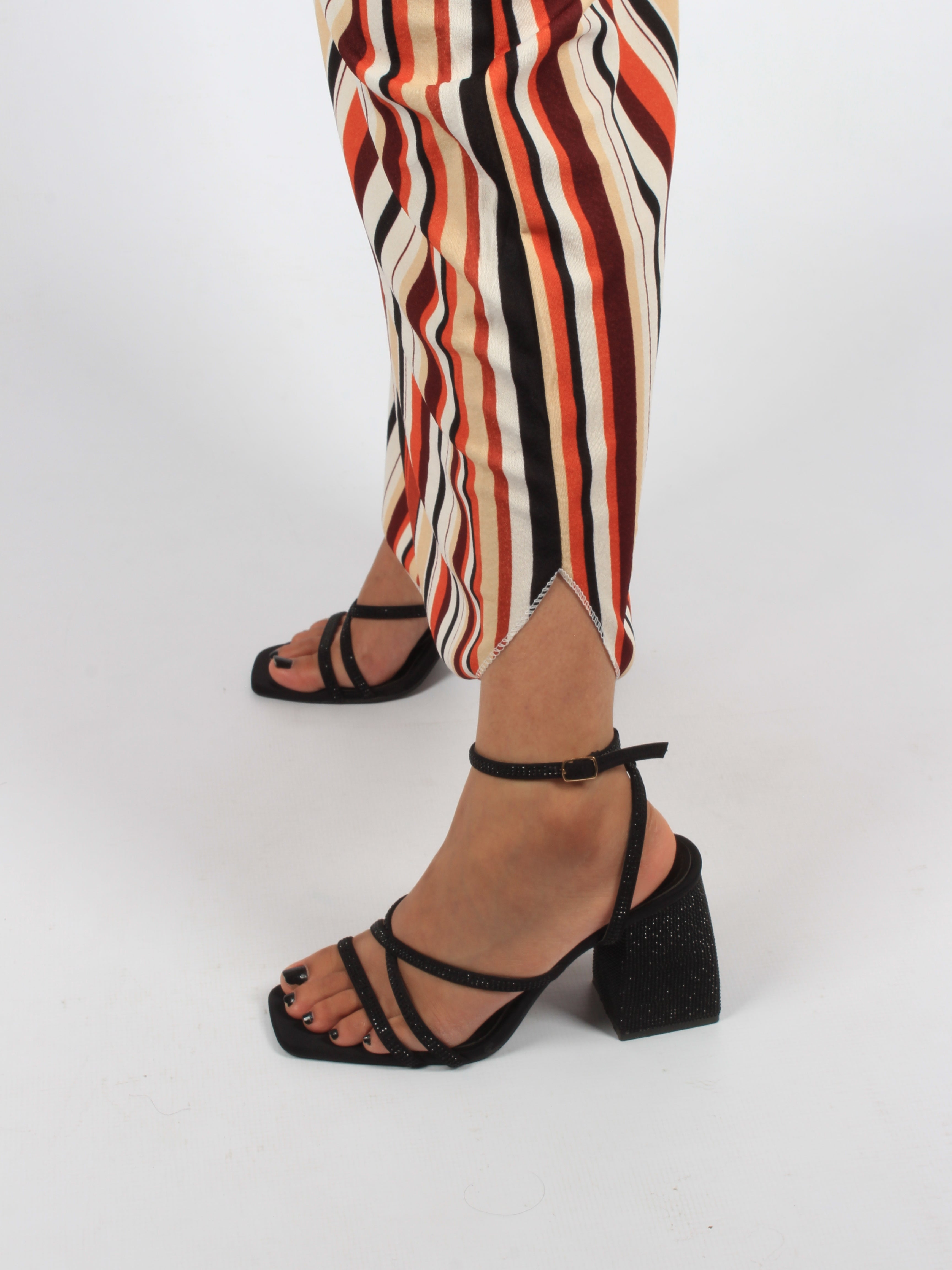 Striped Maxi Dress With Belt