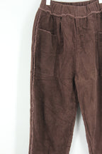 Inside Out Style Courdroy Above Ankle 3/4 Elastic Waist Pants XD21