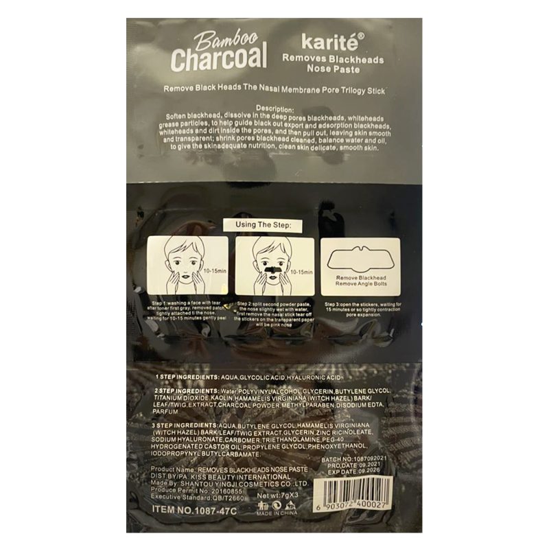 Karité Bamboo Charcoa Blackhead Removal Nose Mask - 3-Step Nose Mask