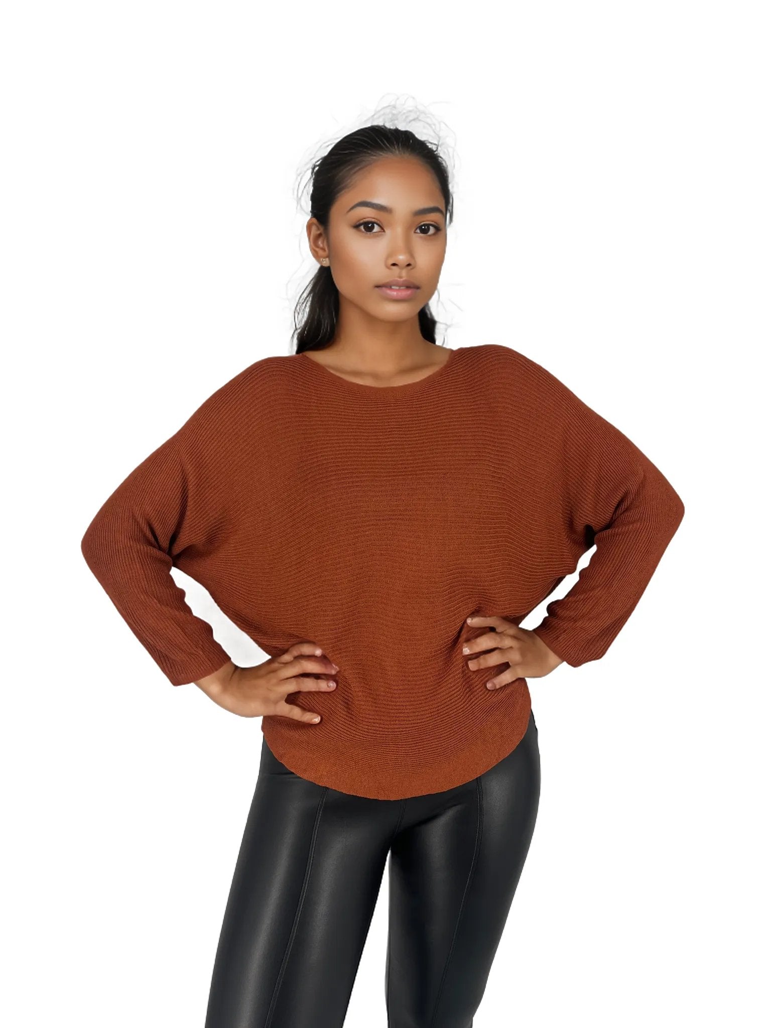 Knitted Batwing Long Sleeve Top XD21