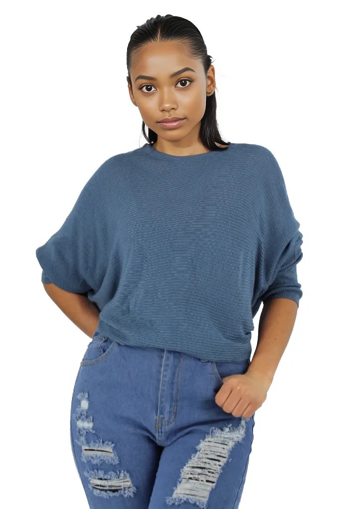 Knitted Batwing Long Sleeve Top XD21