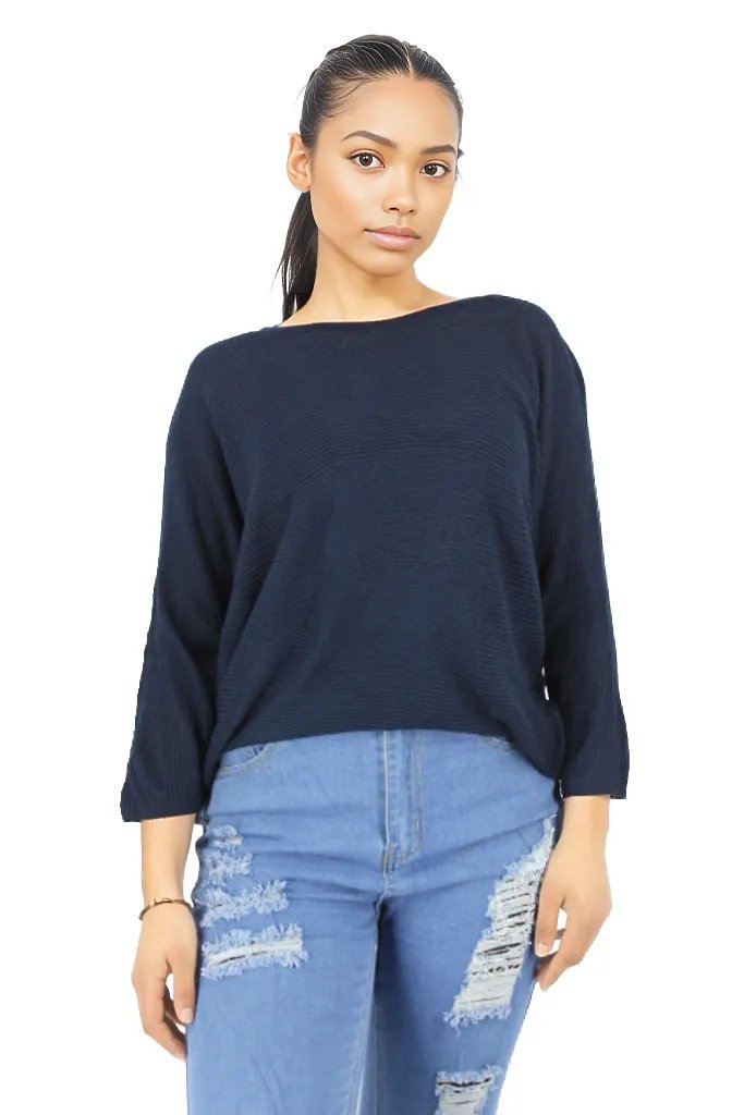 Knitted Batwing Long Sleeve Top XD21