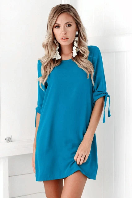 Knot Cuff Tunic Mini Dress XD21