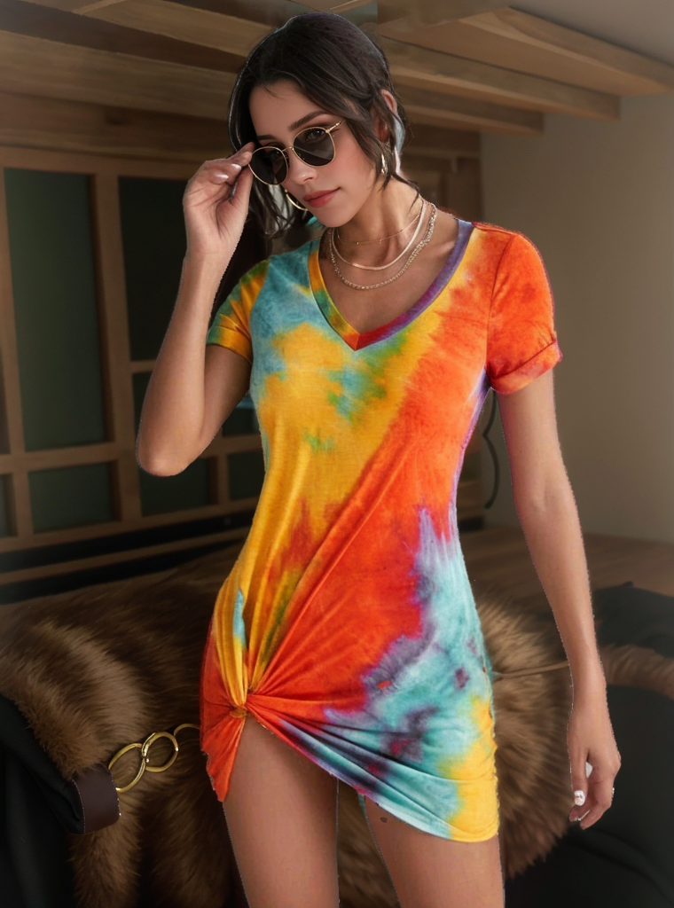 Knot Tie Dye Dress XD21