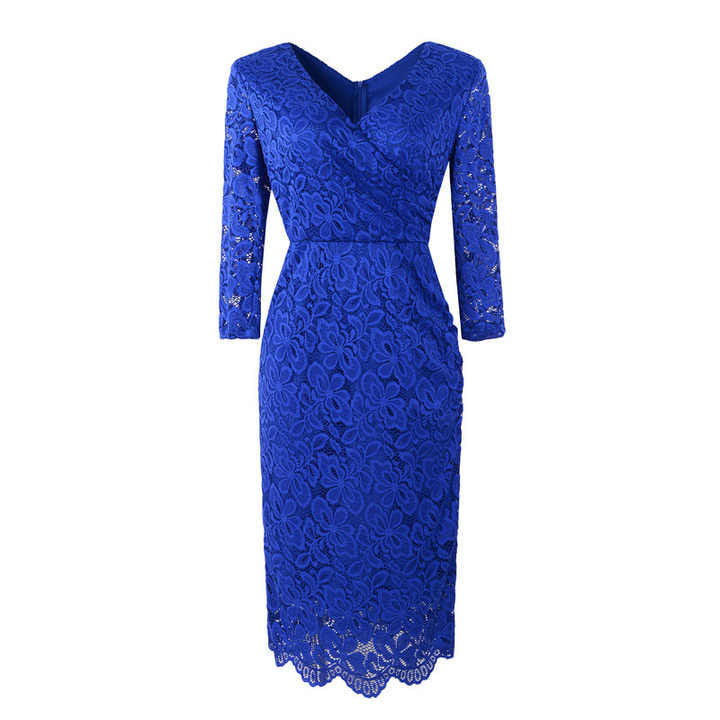 Lace Curve Mini Three Quater Sleeve Dress XD21