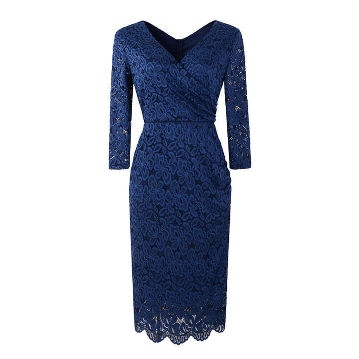 Lace Curve Mini Three Quater Sleeve Dress XD21