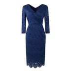 Lace Curve Mini Three Quater Sleeve Dress XD21