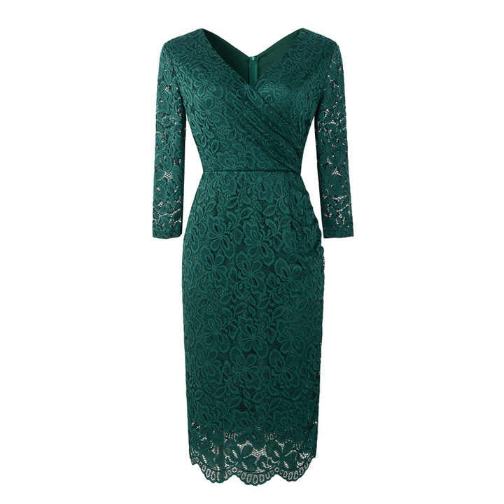 Lace Curve Mini Three Quater Sleeve Dress XD21