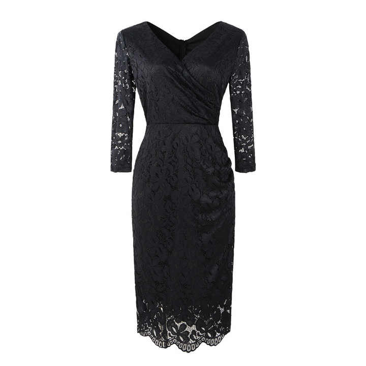 Lace Curve Mini Three Quater Sleeve Dress XD21