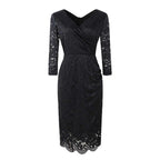 Lace Curve Mini Three Quater Sleeve Dress XD21