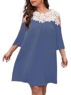 Lace Open Shoulder Short Sleeve Curve Dress XD21