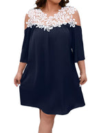 Lace Open Shoulder Short Sleeve Curve Dress XD21