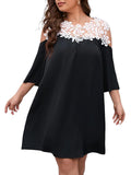 Lace Open Shoulder Short Sleeve Curve Dress XD21