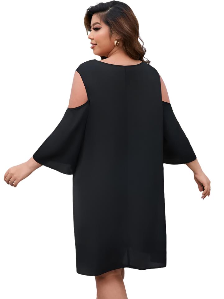 Lace Open Shoulder Short Sleeve Curve Dress XD21