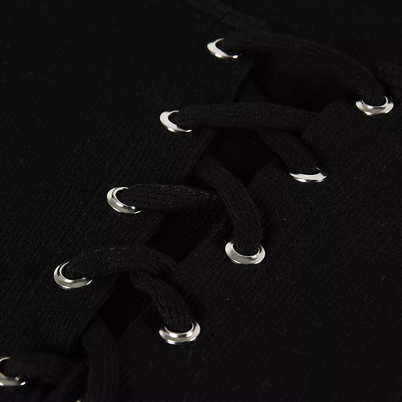 Lace Up Ribbed Knitted Crop Top XD21