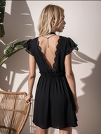 Lace V Neck Backless Mini Dress XD21